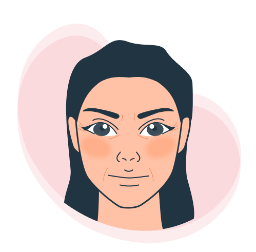 Icono rostro de mujer con arrugas incipientes.
