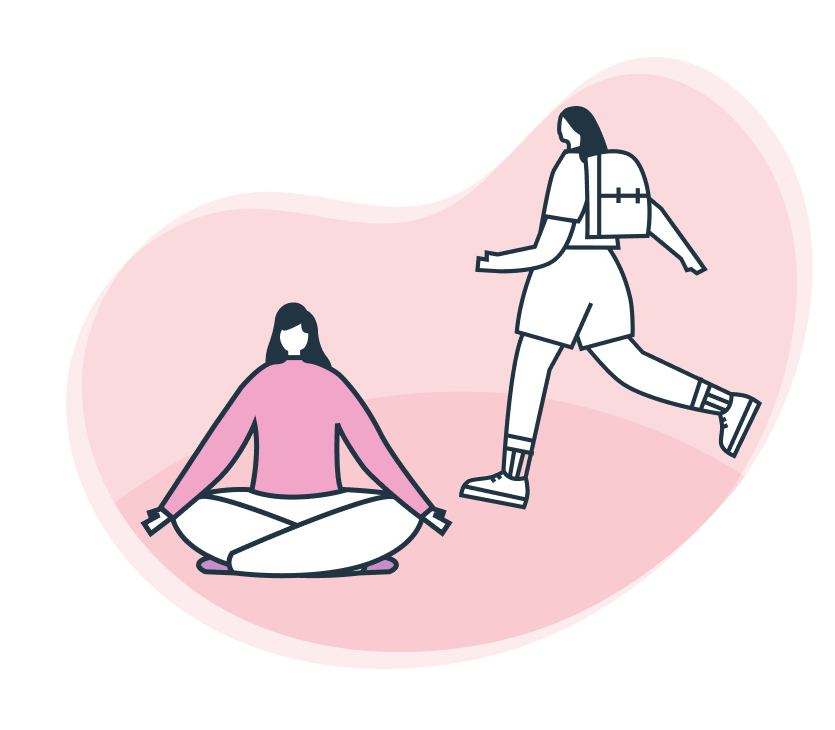 Icono mujer corriendo y mujer meditando.
