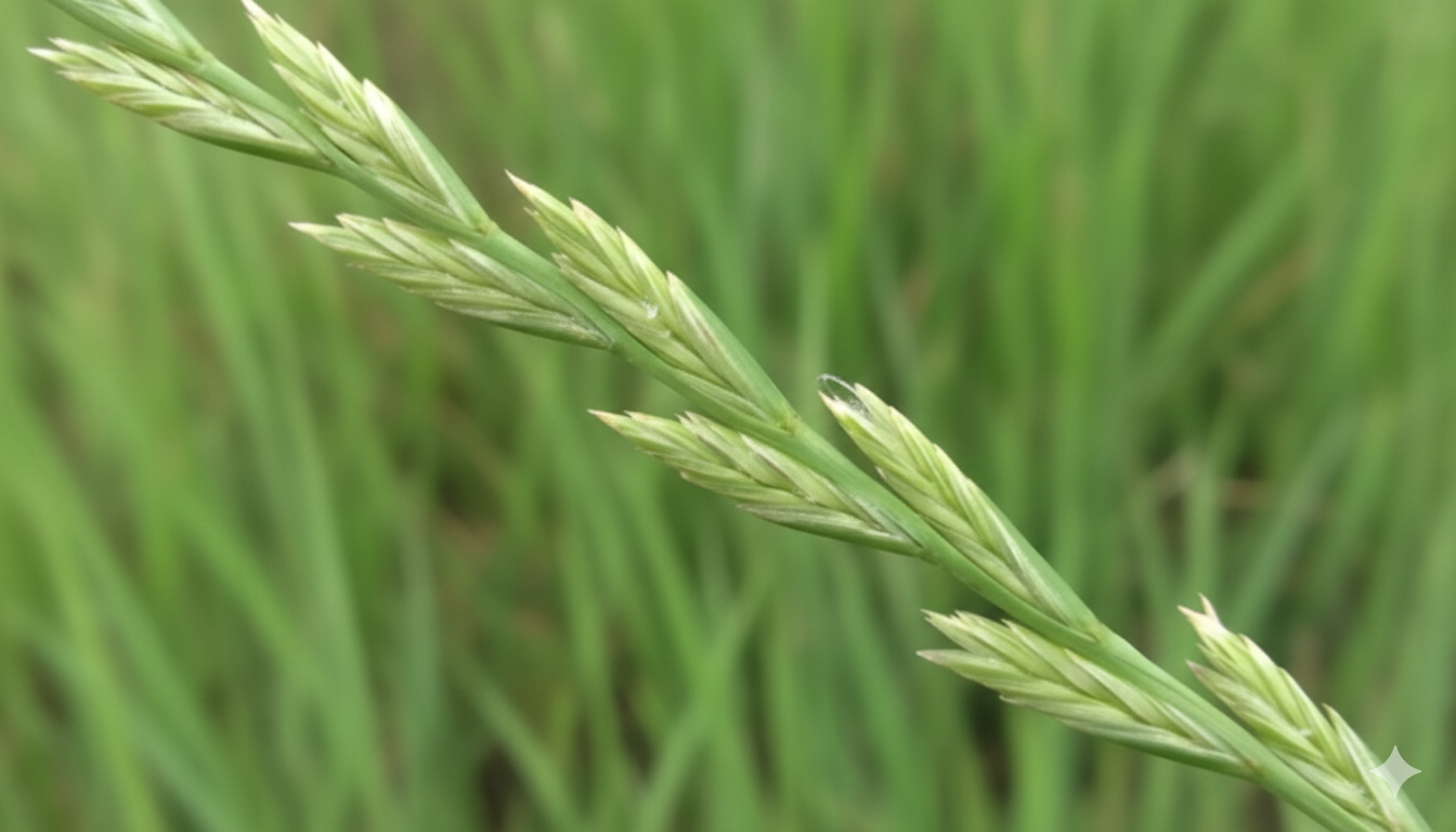 Maleza de pasto común en primavera, alérgeno frecuente que puede afectar la piel y causar rinitis estacional.