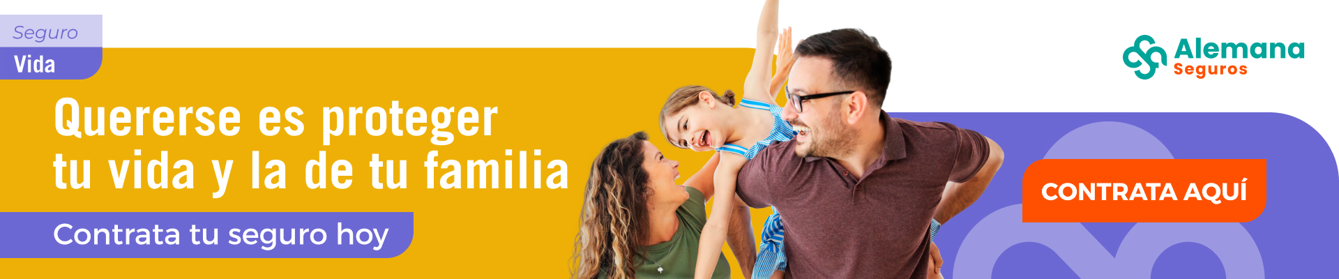 AS - Banner web - Vida Banner del Seguro de Vida de Alemana Seguros, con familia feliz, mensaje
