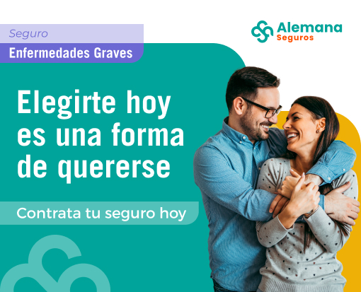 Seguro de Enfermedades Graves de Alemana Seguros: pareja feliz, cobertura económica para tratamientos y recuperación.