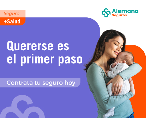 Contrata tu seguro de salud con Alemana Seguros: madre y bebé en abrazo, enfoque en bienestar y prevención.