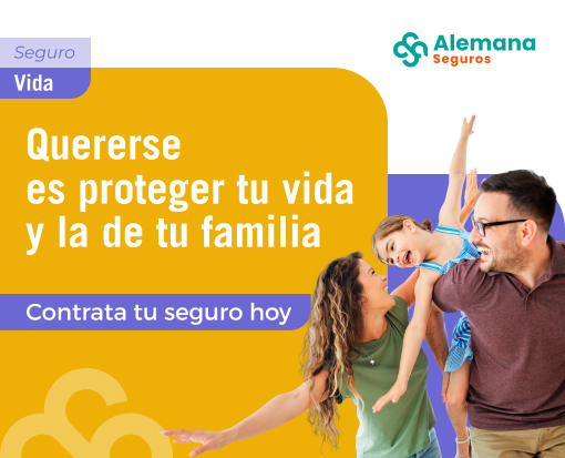 Seguro de Vida de Alemana Seguros: padres e hija felices, protege tu vida y la de tu familia.